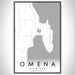Omena Michigan Map Print Portrait Orientation in Classic Style With Shaded Background