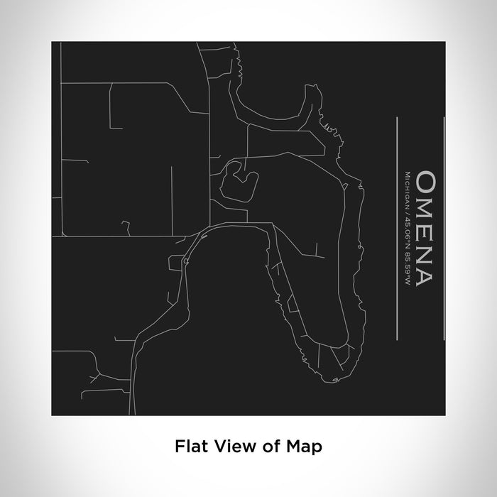 Rendered View of Omena Michigan Map Engraving on 17oz Stainless Steel Insulated Tumbler in Black