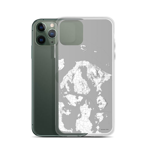 Custom Orcas Island Washington Map Phone Case in Classic on Table with Laptop and Plant