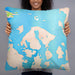 Person holding 22x22 Custom Orcas Island Washington Map Throw Pillow in Watercolor