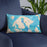 Custom Orcas Island Washington Map Throw Pillow in Watercolor on Blue Colored Chair