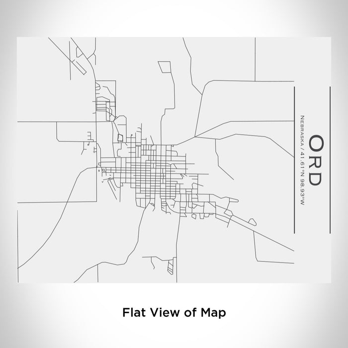 Rendered View of Ord Nebraska Map Engraving on 20oz Stainless Steel Insulated Bottle with Bamboo Top in White