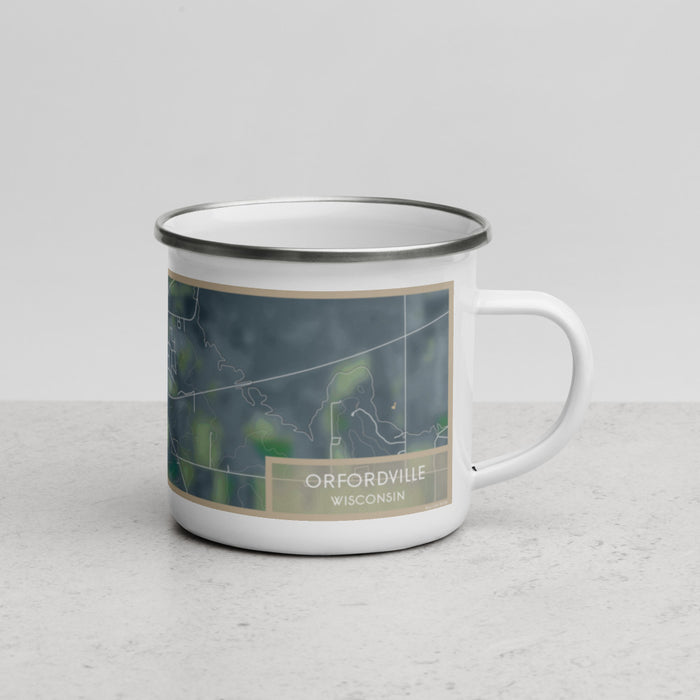 Right View Custom Orfordville Wisconsin Map Enamel Mug in Afternoon