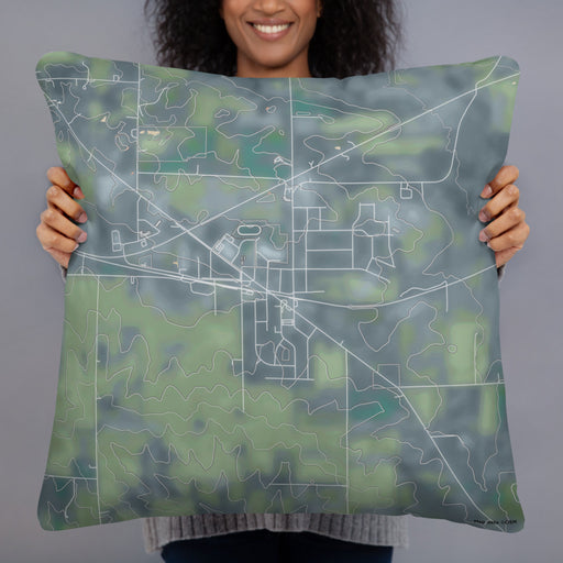 Person holding 22x22 Custom Orfordville Wisconsin Map Throw Pillow in Afternoon