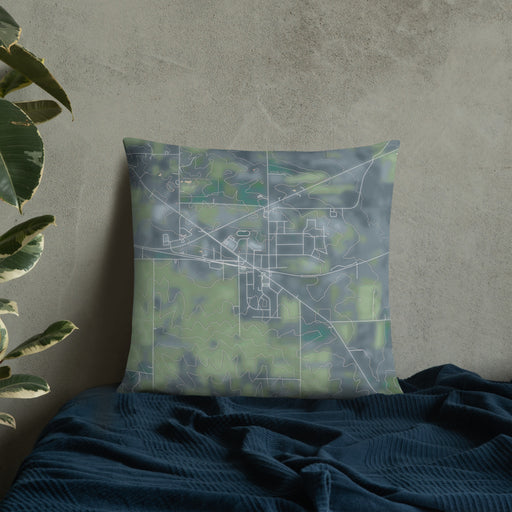 Custom Orfordville Wisconsin Map Throw Pillow in Afternoon on Bedding Against Wall