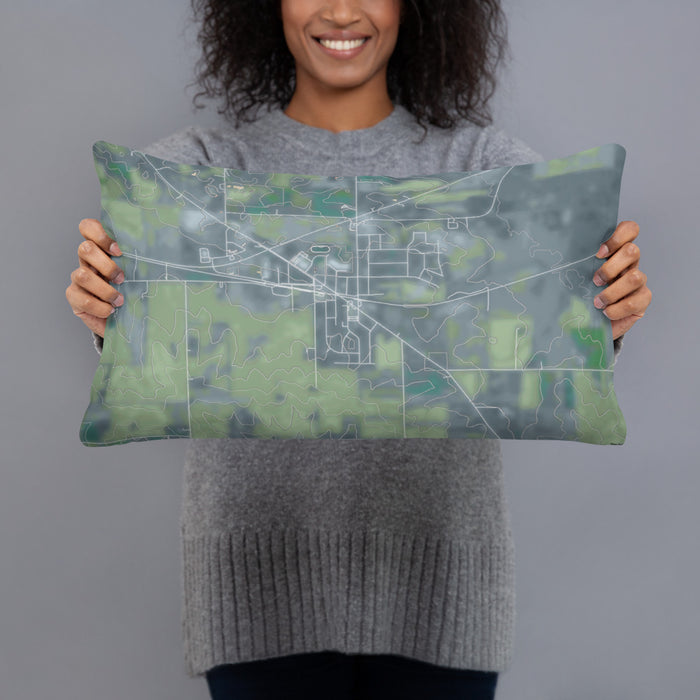 Person holding 20x12 Custom Orfordville Wisconsin Map Throw Pillow in Afternoon