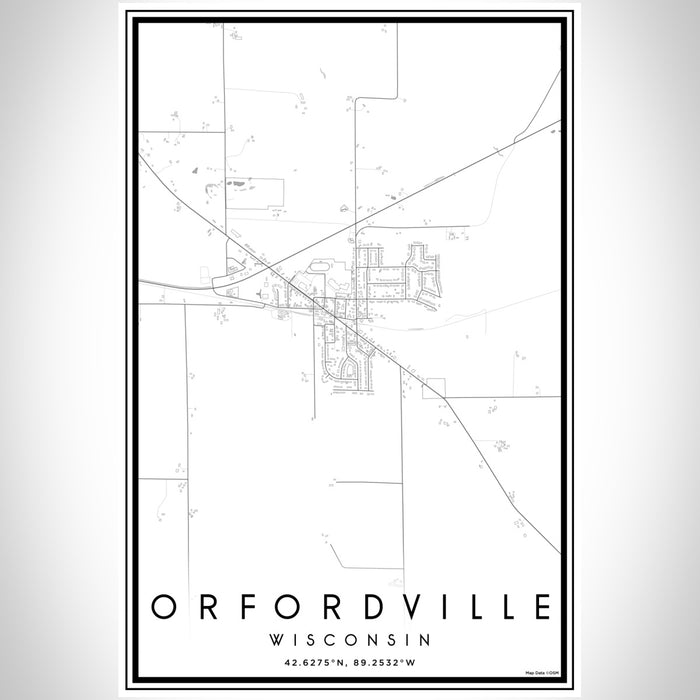 Orfordville Wisconsin Map Print Portrait Orientation in Classic Style With Shaded Background