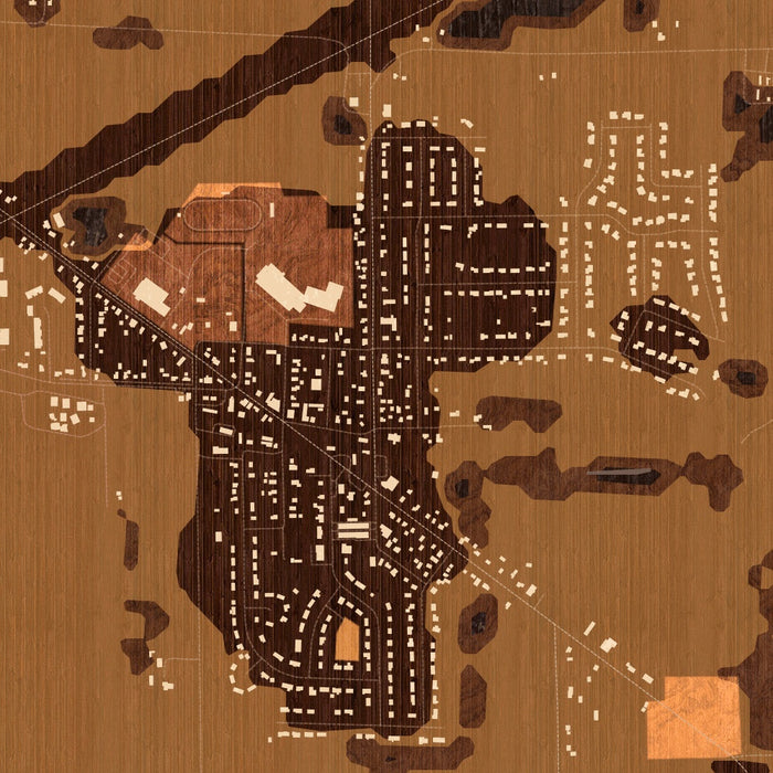 Orfordville Wisconsin Map Print in Ember Style Zoomed In Close Up Showing Details