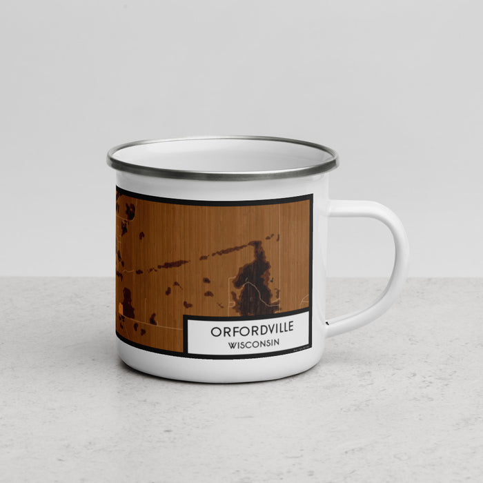 Right View Custom Orfordville Wisconsin Map Enamel Mug in Ember