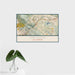 16x24 Orinda California Map Print Landscape Orientation in Woodblock Style With Tropical Plant Leaves in Water
