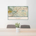 24x36 Orinda California Map Print Lanscape Orientation in Woodblock Style Behind 2 Chairs Table and Potted Plant