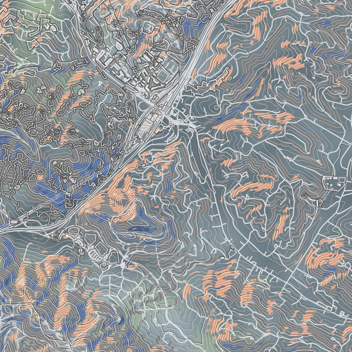 Orinda California Map Print in Afternoon Style Zoomed In Close Up Showing Details