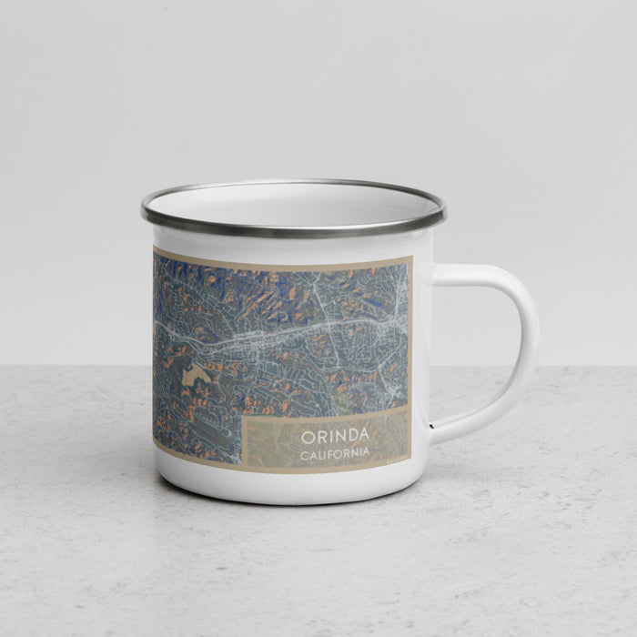 Right View Custom Orinda California Map Enamel Mug in Afternoon