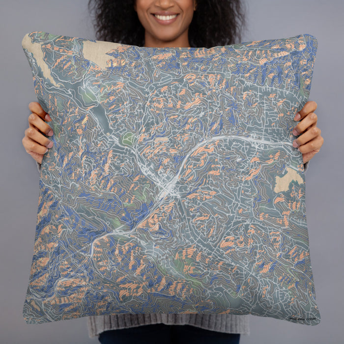 Person holding 22x22 Custom Orinda California Map Throw Pillow in Afternoon