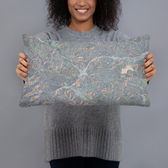 Person holding 20x12 Custom Orinda California Map Throw Pillow in Afternoon