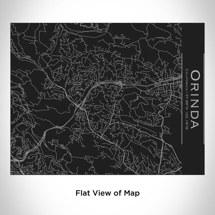 Rendered View of Orinda California Map Engraving on 20oz Stainless Steel Insulated Bottle with Bamboo Top in Black