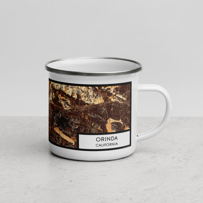 Right View Custom Orinda California Map Enamel Mug in Ember