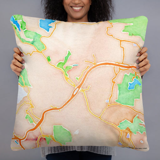Person holding 22x22 Custom Orinda California Map Throw Pillow in Watercolor