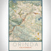 Orinda California Map Print Portrait Orientation in Woodblock Style With Shaded Background
