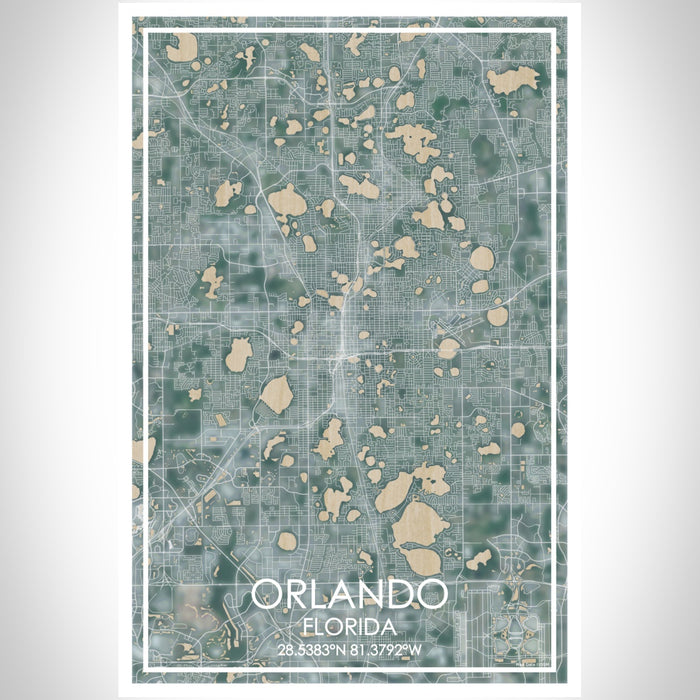 Orlando Florida Map Print Portrait Orientation in Afternoon Style With Shaded Background