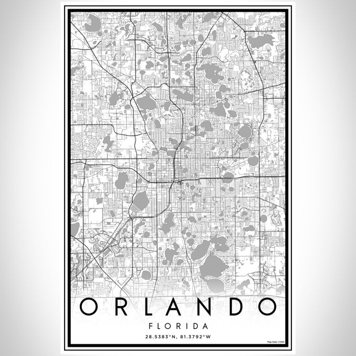 Orlando Florida Map Print Portrait Orientation in Classic Style With Shaded Background