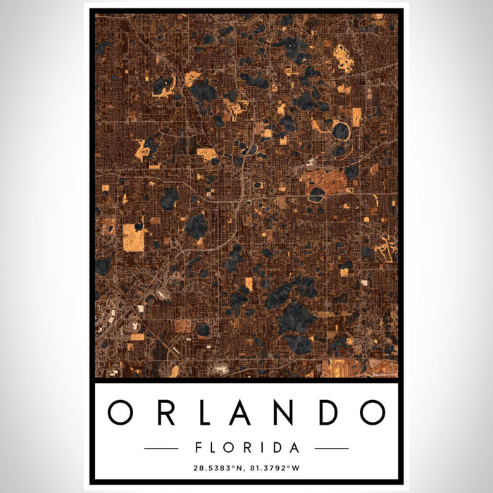 Orlando Florida Map Print Portrait Orientation in Ember Style With Shaded Background