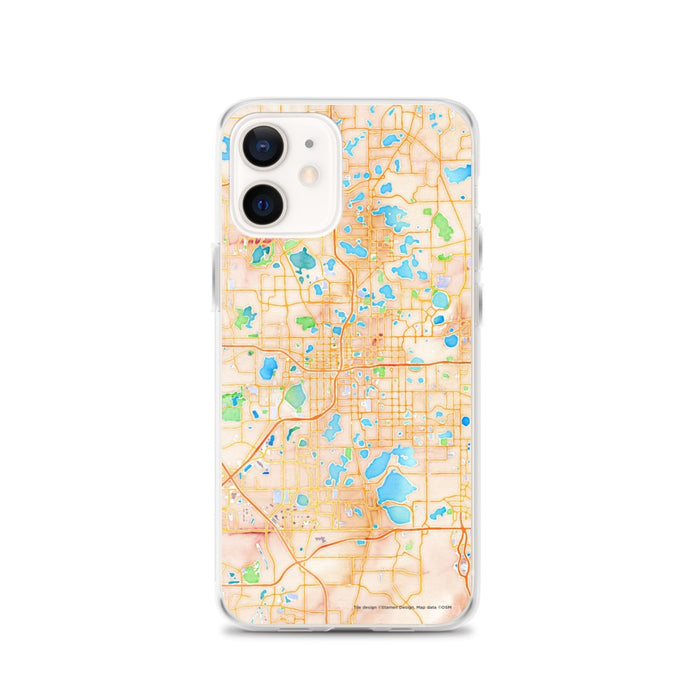 Custom Orlando Florida Map iPhone 12 Phone Case in Watercolor