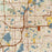 Orlando Florida Map Print in Woodblock Style Zoomed In Close Up Showing Details