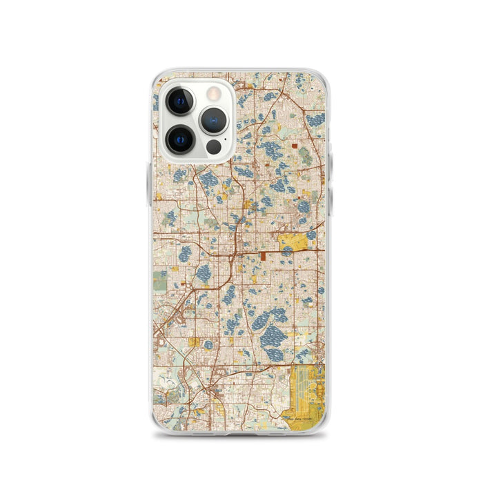 Custom Orlando Florida Map iPhone 12 Pro Phone Case in Woodblock