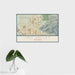 16x24 Oro Valley Arizona Map Print Landscape Orientation in Woodblock Style With Tropical Plant Leaves in Water