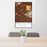 24x36 Oro Valley Arizona Map Print Portrait Orientation in Ember Style Behind 2 Chairs Table and Potted Plant