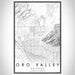 Oro Valley Arizona Map Print Portrait Orientation in Classic Style With Shaded Background