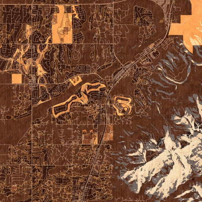 Oro Valley Arizona Map Print in Ember Style Zoomed In Close Up Showing Details