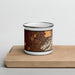 Front View Custom Oro Valley Arizona Map Enamel Mug in Ember on Cutting Board