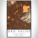 Oro Valley Arizona Map Print Portrait Orientation in Ember Style With Shaded Background