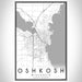 Oshkosh Wisconsin Map Print Portrait Orientation in Classic Style With Shaded Background