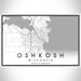 Oshkosh Wisconsin Map Print Landscape Orientation in Classic Style With Shaded Background