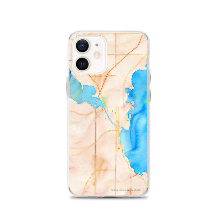 Custom Oshkosh Wisconsin Map iPhone 12 Phone Case in Watercolor