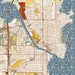Oshkosh Wisconsin Map Print in Woodblock Style Zoomed In Close Up Showing Details