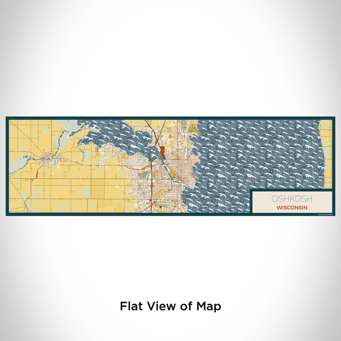 Flat View of Map Custom Oshkosh Wisconsin Map Enamel Mug in Woodblock