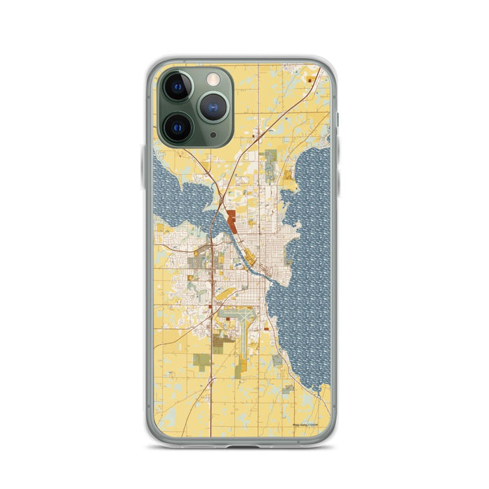 Custom Oshkosh Wisconsin Map Phone Case in Woodblock