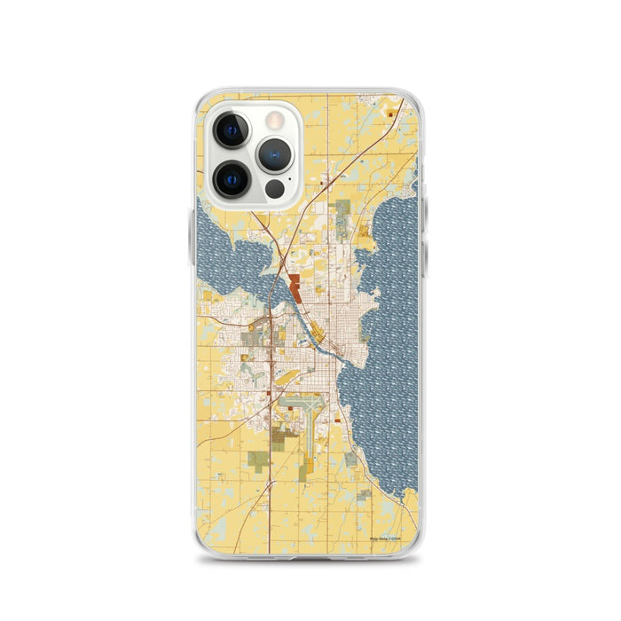 Custom Oshkosh Wisconsin Map iPhone 12 Pro Phone Case in Woodblock