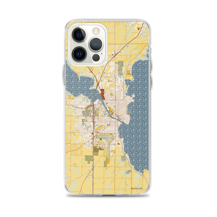Custom Oshkosh Wisconsin Map iPhone 12 Pro Max Phone Case in Woodblock