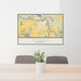 24x36 Otsego Minnesota Map Print Lanscape Orientation in Woodblock Style Behind 2 Chairs Table and Potted Plant