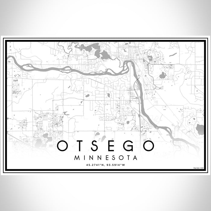Otsego Minnesota Map Print Landscape Orientation in Classic Style With Shaded Background