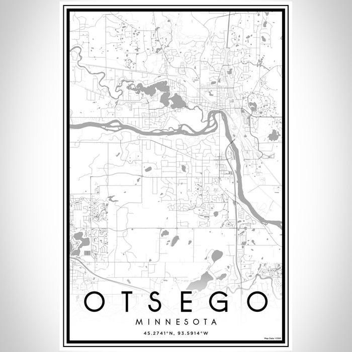 Otsego Minnesota Map Print Portrait Orientation in Classic Style With Shaded Background
