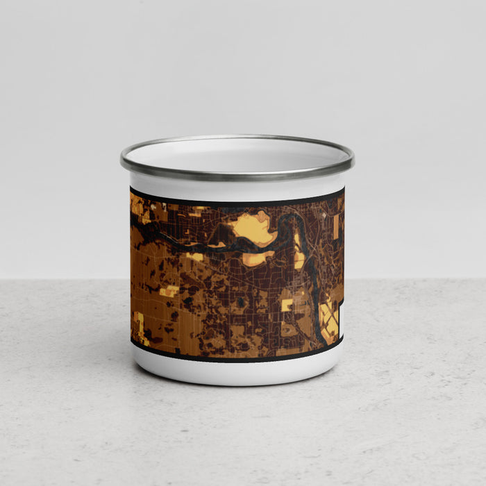 Front View Custom Otsego Minnesota Map Enamel Mug in Ember
