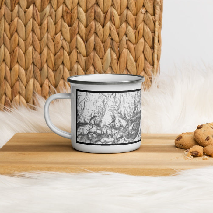 Left View Custom Ouray Colorado Map Enamel Mug in Classic on Table Top