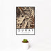 12x18 Ouray Colorado Map Print Portrait Orientation in Ember Style With Small Cactus Plant in White Planter