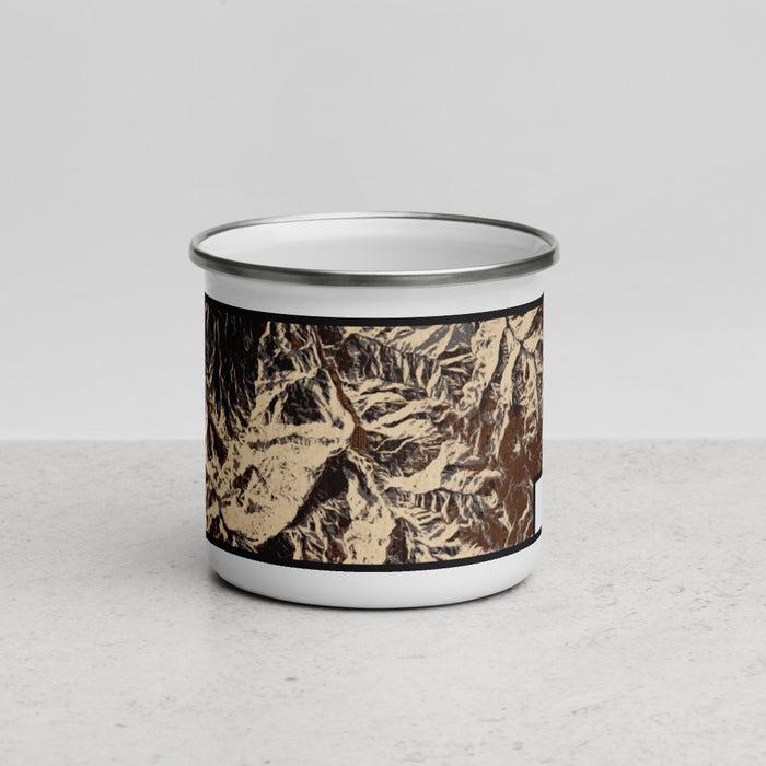 Front View Custom Ouray Colorado Map Enamel Mug in Ember